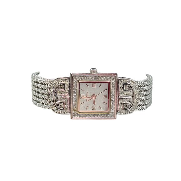 Elgin Ladies Heirloom Quartz Watch Silver Mesh Band Crystal 18mm Rhinestone Dial - Picture 11 of 16